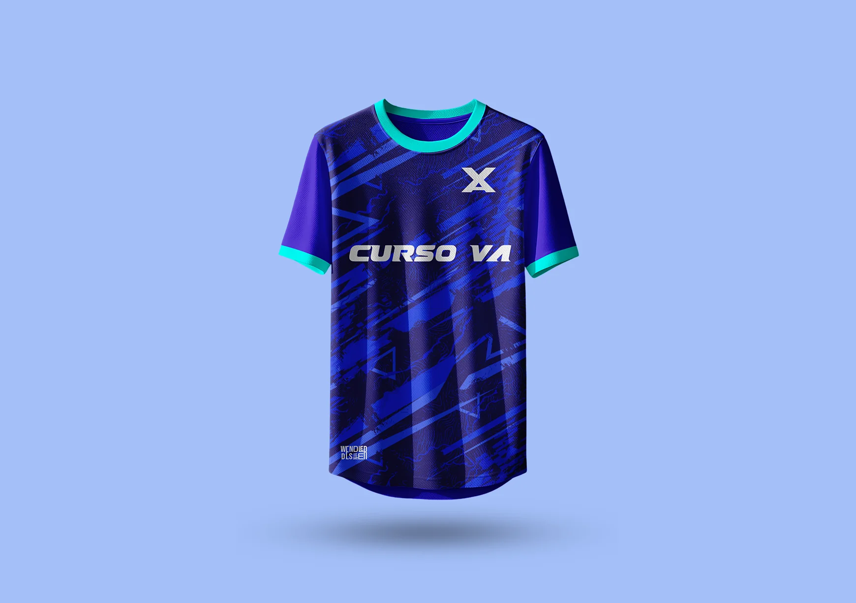 Camisa do Curso VA no estilo de um time de futebol
